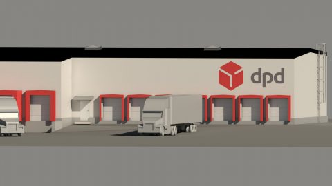 "DPD" в Йыхви в конце лета переберется в новый и современный центр. (Эскиз: "DPD EESTI")