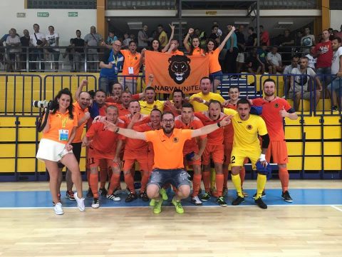 Команда по футзалу "Narva United" впервые стала в 2017 году чемпионом Эстонии, а также победила в одной из встреч турнира подгруппы евросерии. (Фото: архив "Narva United")